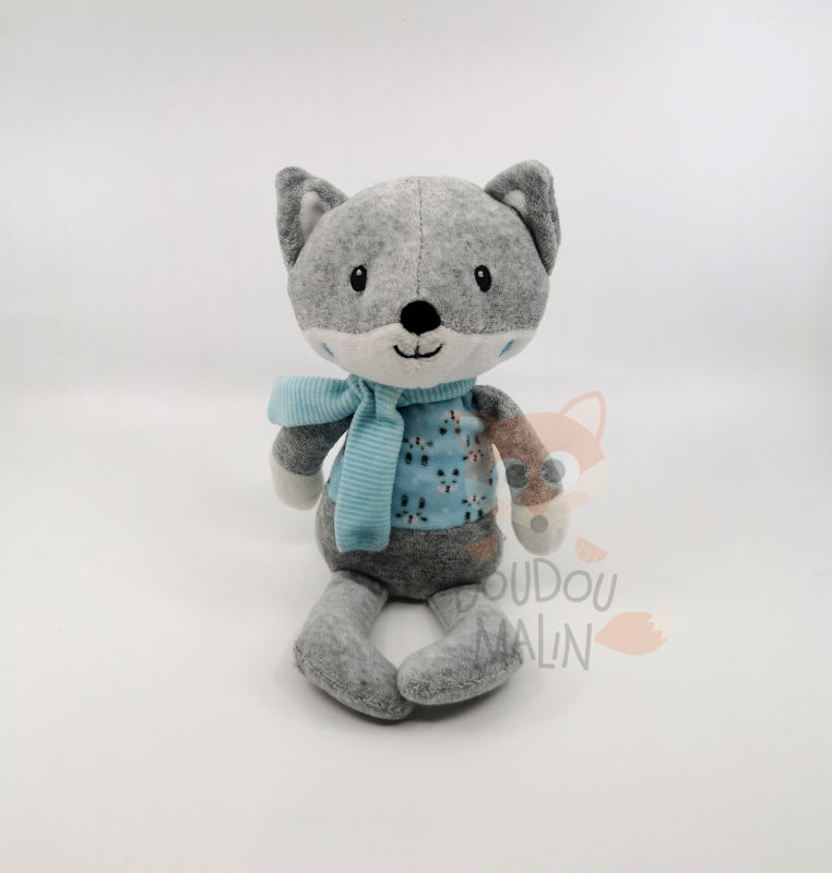  peluche renard bleu gris 22 cm 